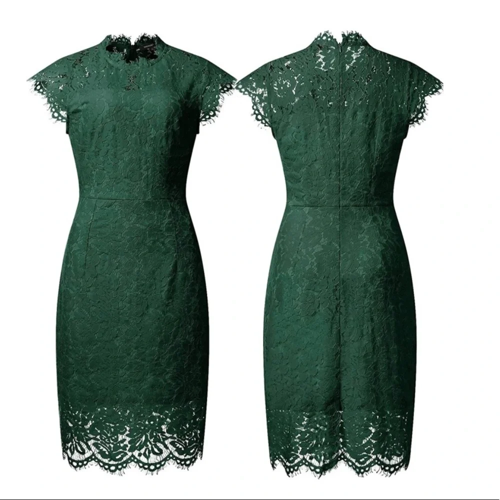 Women's Sleeveless Lace Floral Dress Crew Neck - Picture 9 of 16